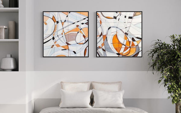 Orange White Canvas Framed Wall Art FR-1245