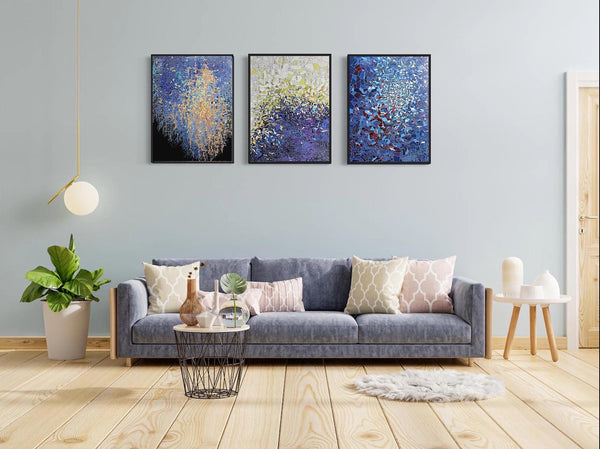 Blue Multicolor Canvas Framed Wall Art FR-1355