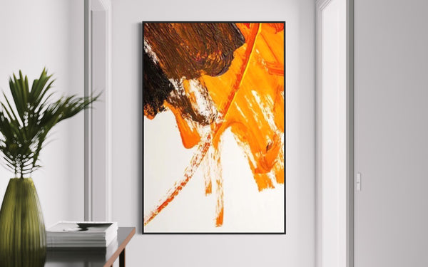 Orange Abstract Canvas Framed Wall Art FR-1222