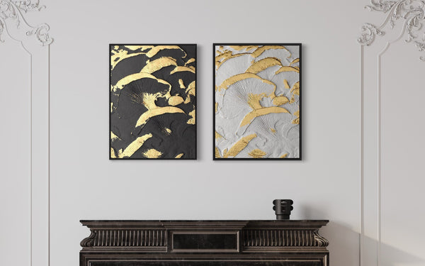 Gold Black Abstract Canvas Framed Wall Art FR-1233