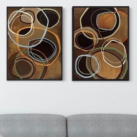 Brown Black Circles Framed Wall Art FR-1281