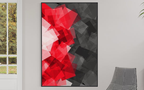 Red Gray Modern Canvas Framed Wall Art FR-1071