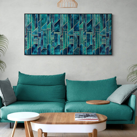 Turquoise Blue Canvas Framed Wall Art FR-1371