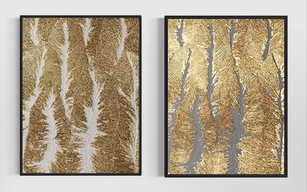 Gold Abstract Canvas Framed Wall Art FR-1231