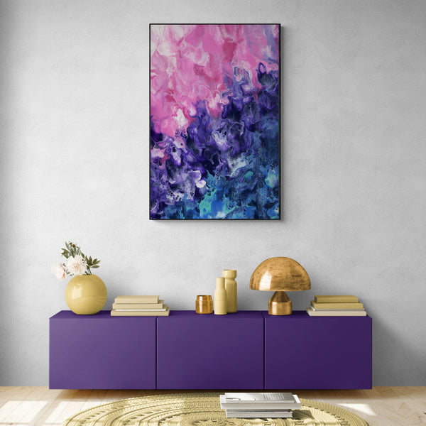 Purple Pink Abstract Canvas Framed Wall Art FR-1368