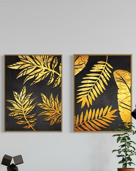 Gold Black Canvas Framed Wall Art FR-1091