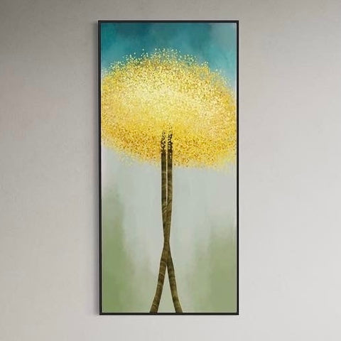 Yellow Abstract Tree Canvas Framed Wall Art FR-1067