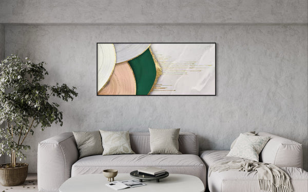 Green Gold Pink Abstract Framed Wall Art FR-1034