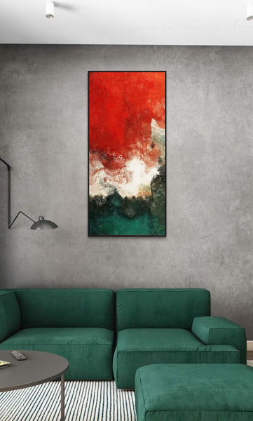 Red Green White Canvas Framed Wall Art FR-1356