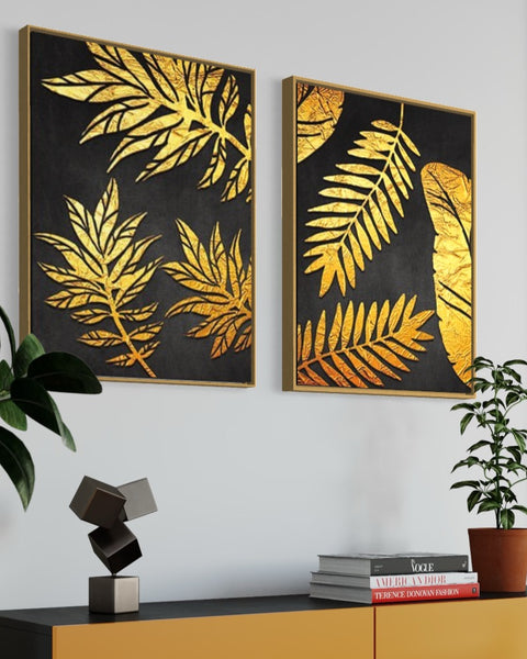 Gold Black Canvas Framed Wall Art FR-1091