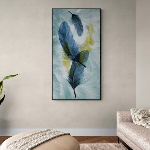 Blue Feather Canvas Framed Wall Art FR-1361