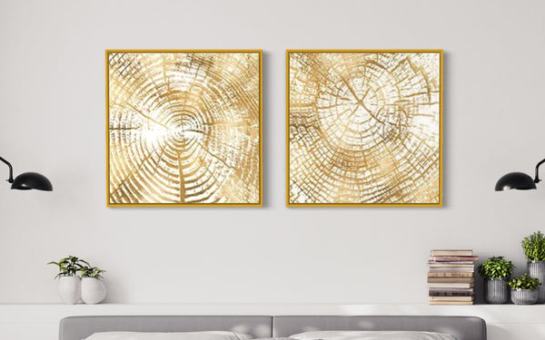 Gold Wood Canvas Framed Wall Art FR-1236