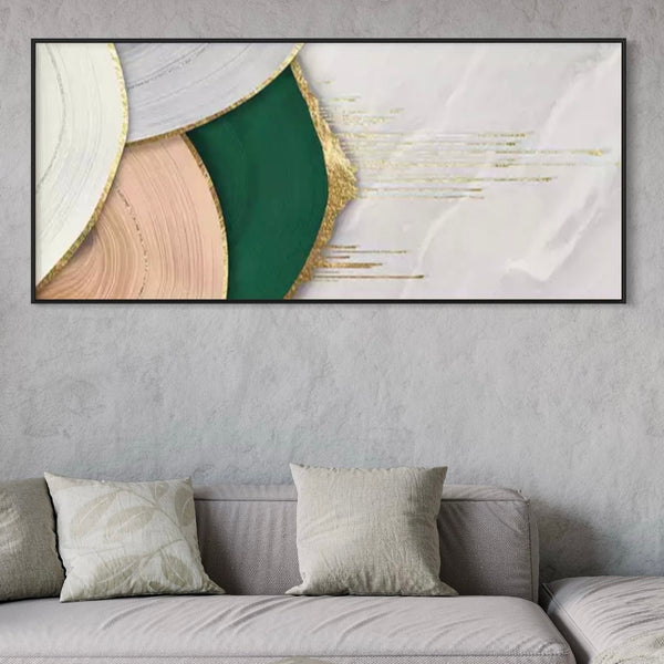 Green Gold Pink Abstract Framed Wall Art FR-1034