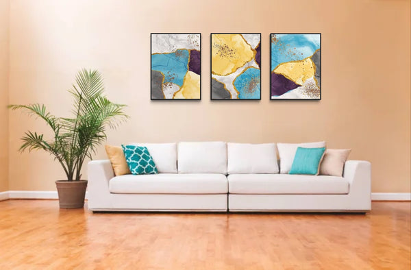 Blue Yellow Purple Framed Wall Art FR-1336