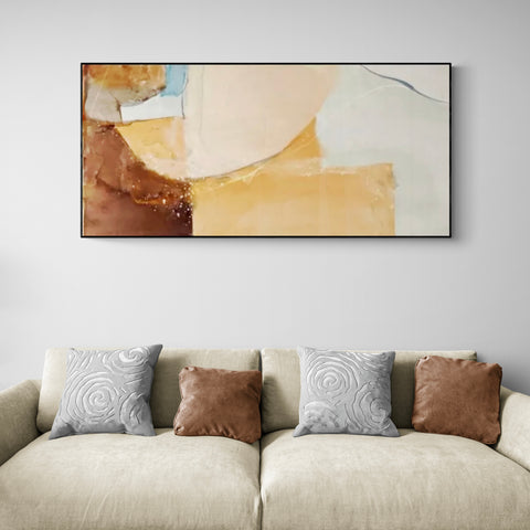 Brown Beige Abstract Framed Wall Art FR-1287