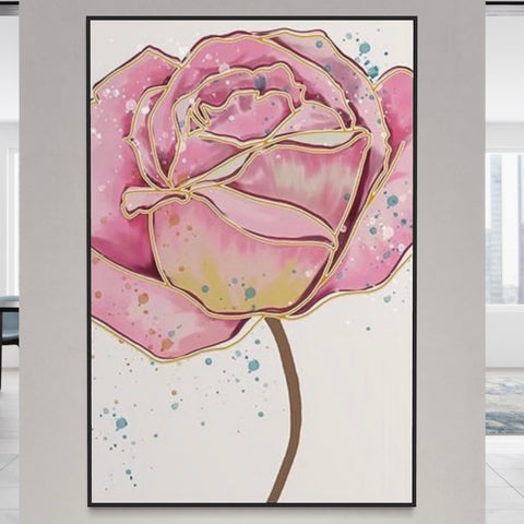 Pink Flower Canvas Framed Wall Art FR-1030