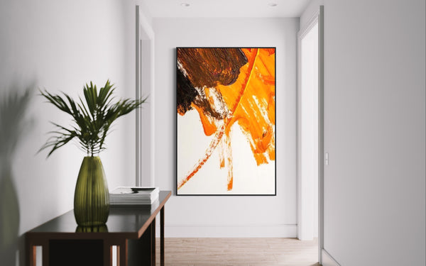 Orange Abstract Canvas Framed Wall Art FR-1222