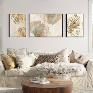 Gold Beige Canvas Framed Wall Art FR-1256