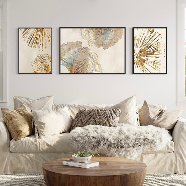 Gold Beige Canvas Framed Wall Art FR-1256